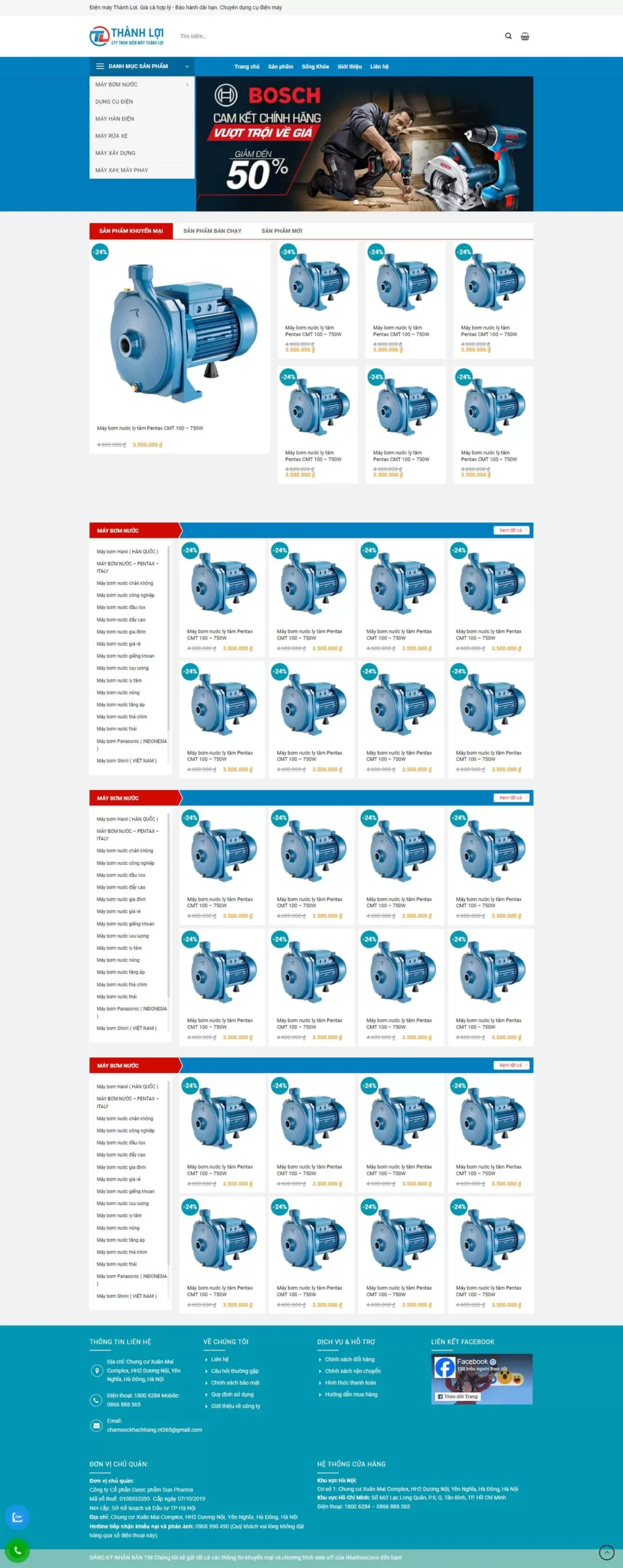 Theme WordPress điện máy, máy bơm