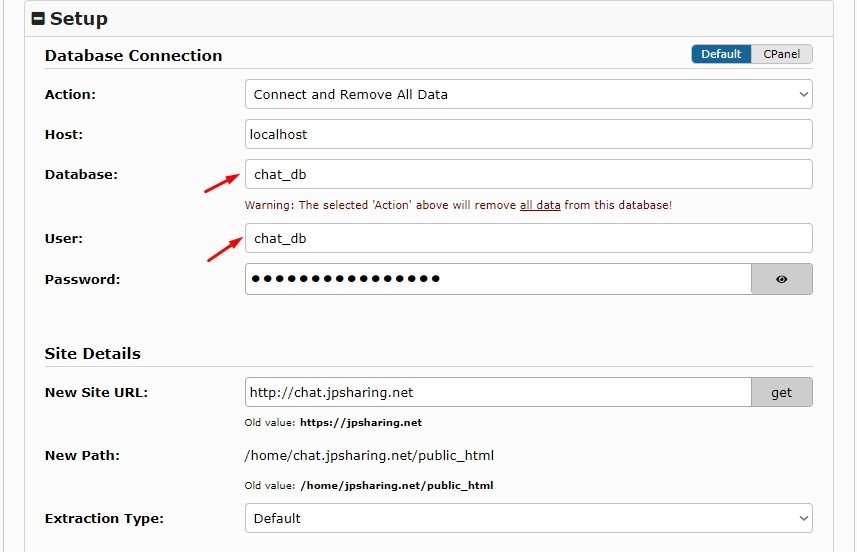 Điền đúng 3 thông số cấu hình database